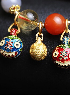 吞金兽一家仿水晶珐琅彩手绘手串本命年吞金兽民族风水晶女款手链