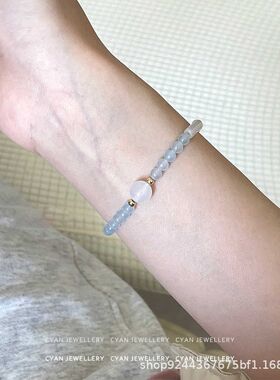 高颜值中国风手工手串清凉夏日气质冰种蓝玉髓玛瑙配饰手链个性女