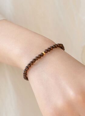 金丝檀木质手链女生情侣简约手串中国风盘玩佛珠民族风文玩念珠女