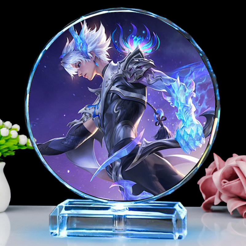 王者荣耀手办王者荣耀手办发光水晶摆件狂铁战车刘备亚连生日礼物马可波罗夜灯