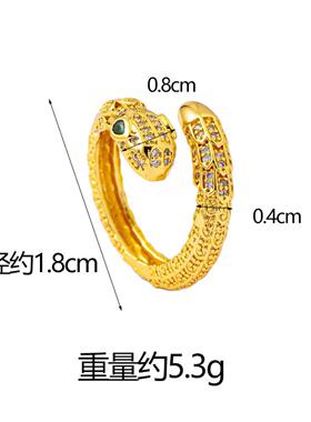 越南沙金灵蛇镶锆开口戒