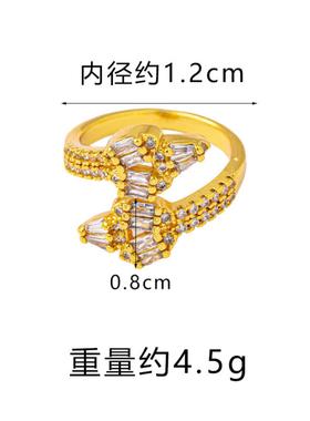 越南沙金蛇头戒指女时尚镶锆