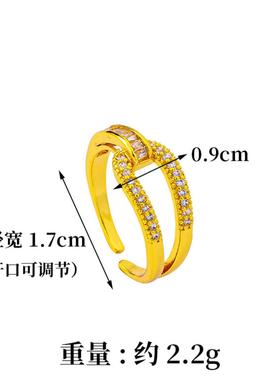 越南沙金镶锆马蹄扣戒指女款