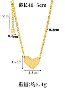 仿金碎冰爱心小金条项链女