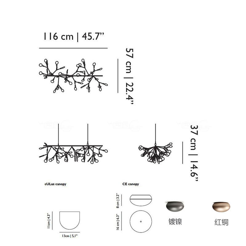 荷兰Moooi现代简约别墅长条餐厅吊灯客厅书房LED萤火虫Heracleum - 图3