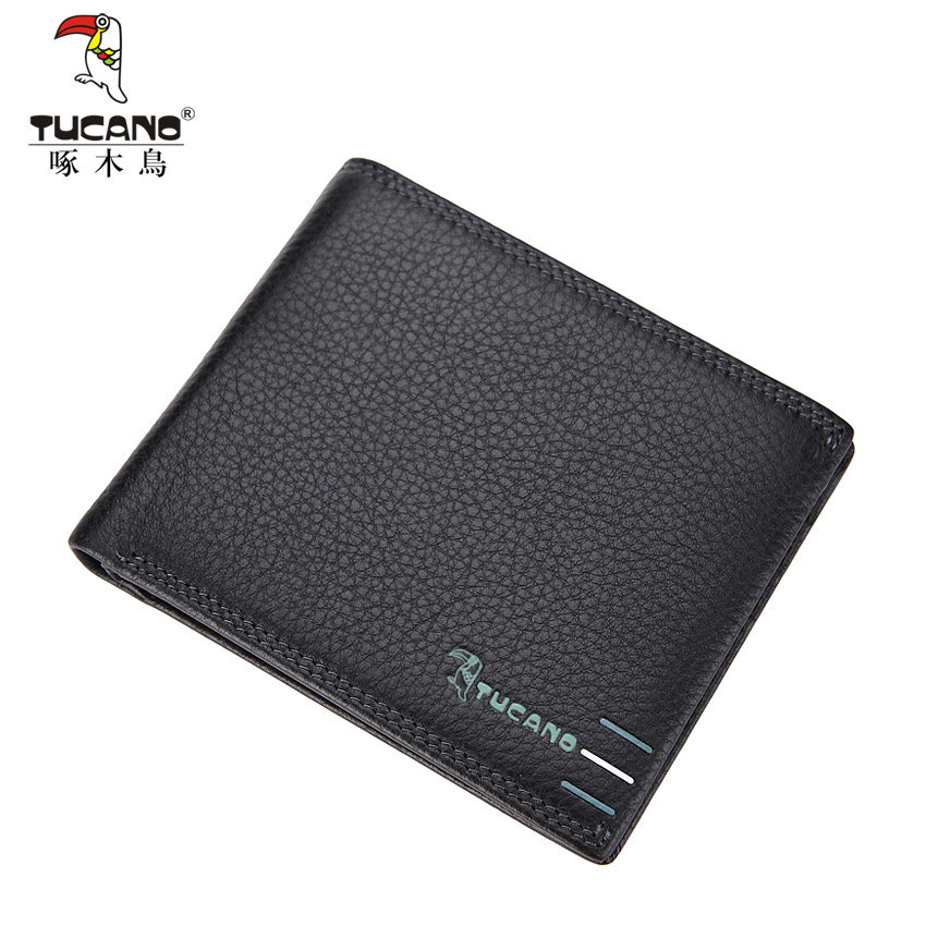 啄木鸟男钱包男士短款头层牛皮撞色 啄木鸟钱包