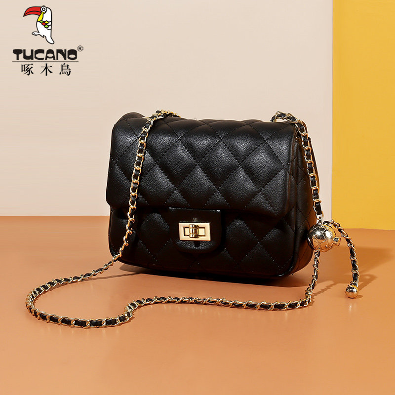 啄木鸟真皮2023新品春夏季链条包 啄木鸟女士包袋