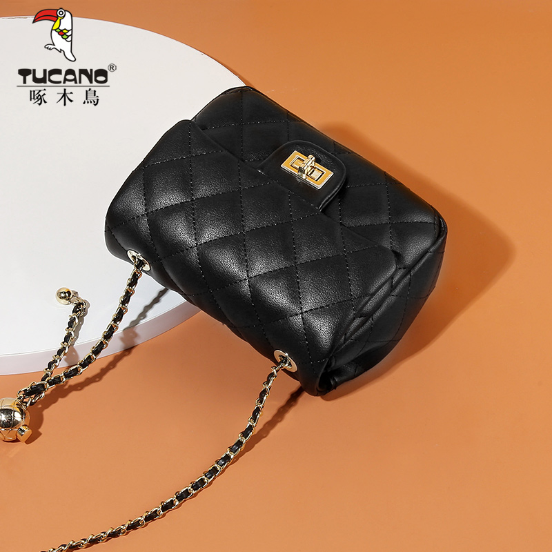 啄木鸟真皮2023新品春夏季链条包 啄木鸟女士包袋