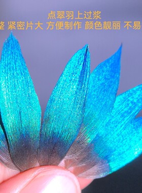 点翠材料上浆过孔雀羽毛稀有超大蓝片配件新品新中式手工艺体验翠