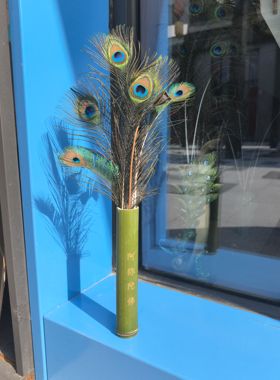 孔雀羽毛扇子夏天耐用大号诸葛亮孔明宝宝扇儿童驱蚊扇摆件