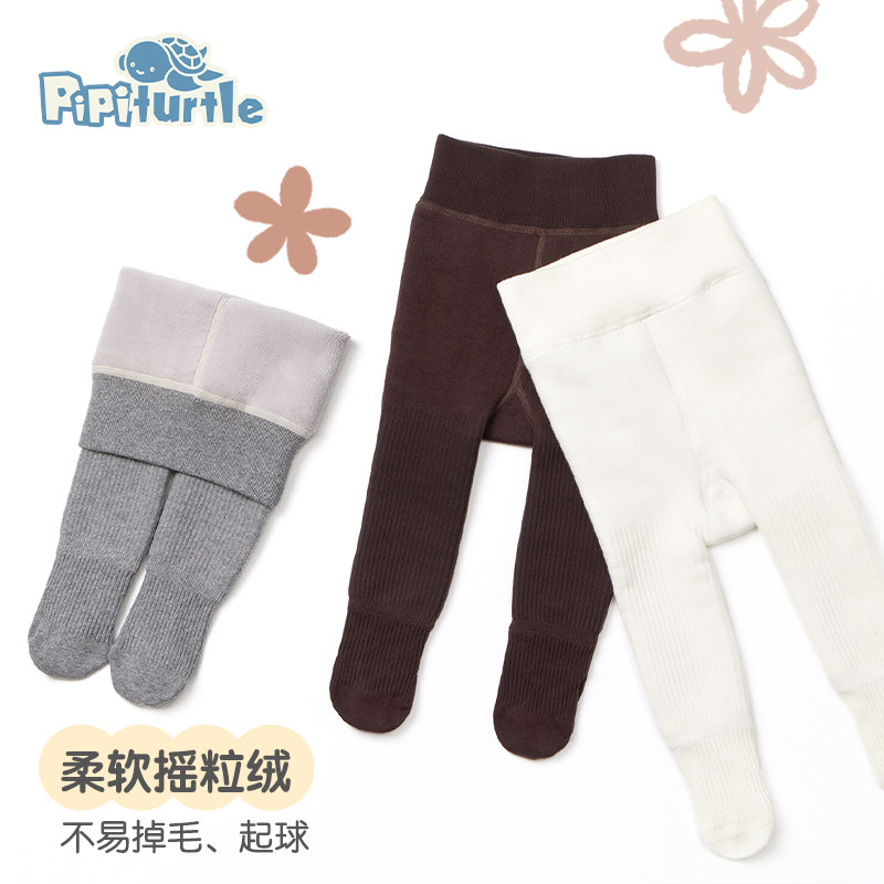 皮皮龟2021摇粒绒女童秋冬连裤袜 皮皮龟儿童袜子(0-16岁)