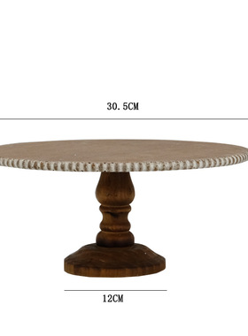 侘寂风木质装饰置物架家用法式复古蛋糕架面包托盘民宿玄关果盘