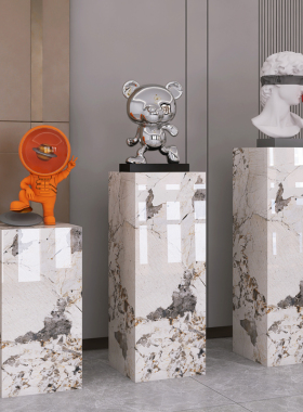 现代落地大理石摆台雕塑底座样板房酒店展厅走廊过道展示台摆件