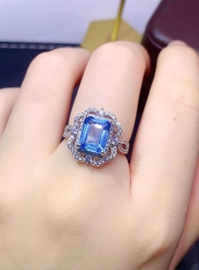 925银纯天然精工托帕石戒指