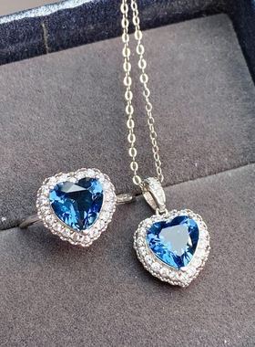 925银精工镶嵌伦敦蓝托帕石戒指