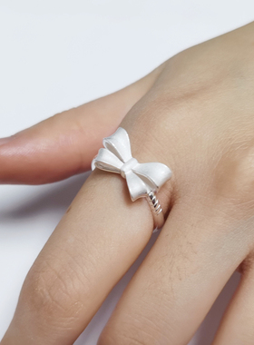 高级感蝴蝶结戒指女生纯银尚品