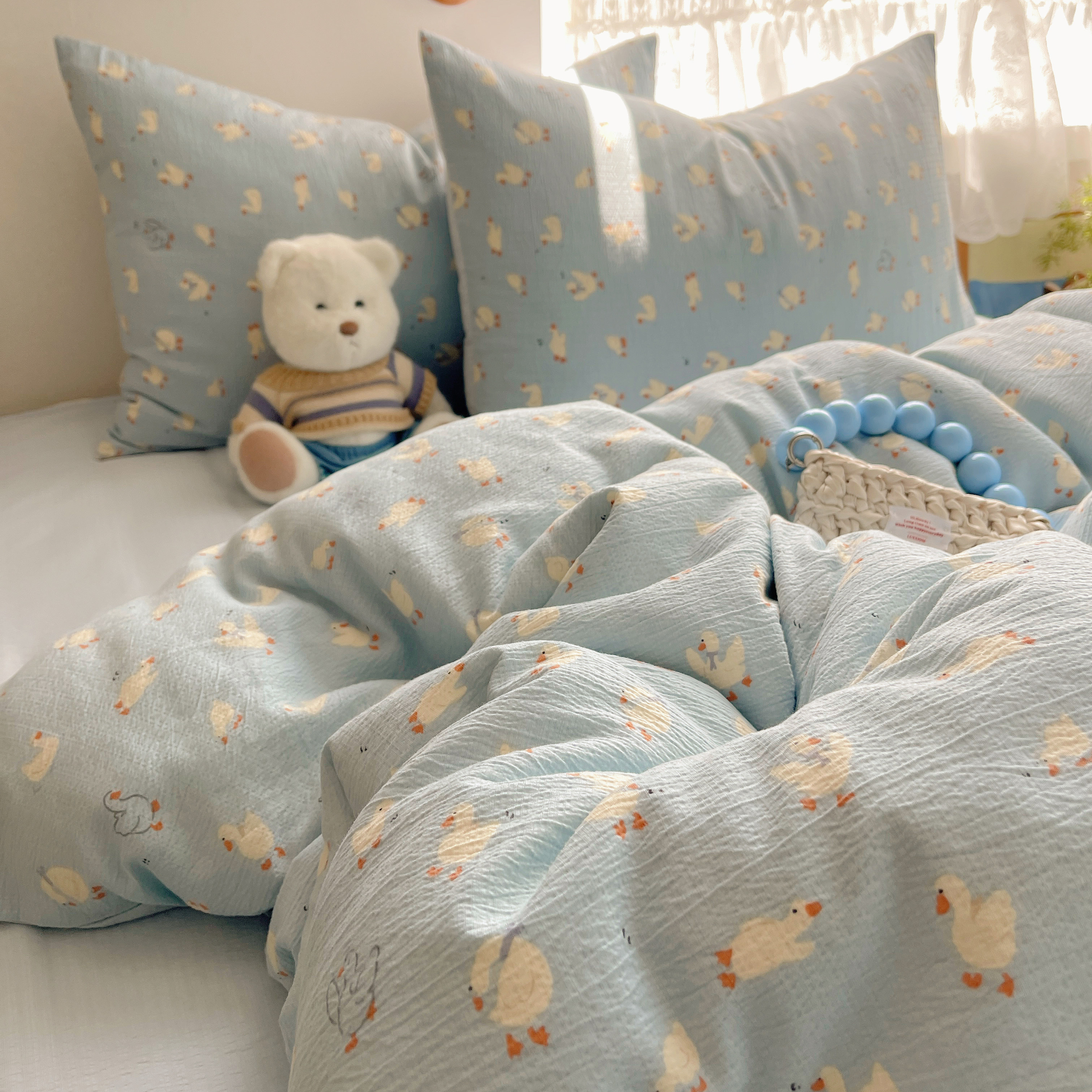 A类母婴级四件套全棉纯棉双层纱布单件被套罩学生宿舍床单三件套4