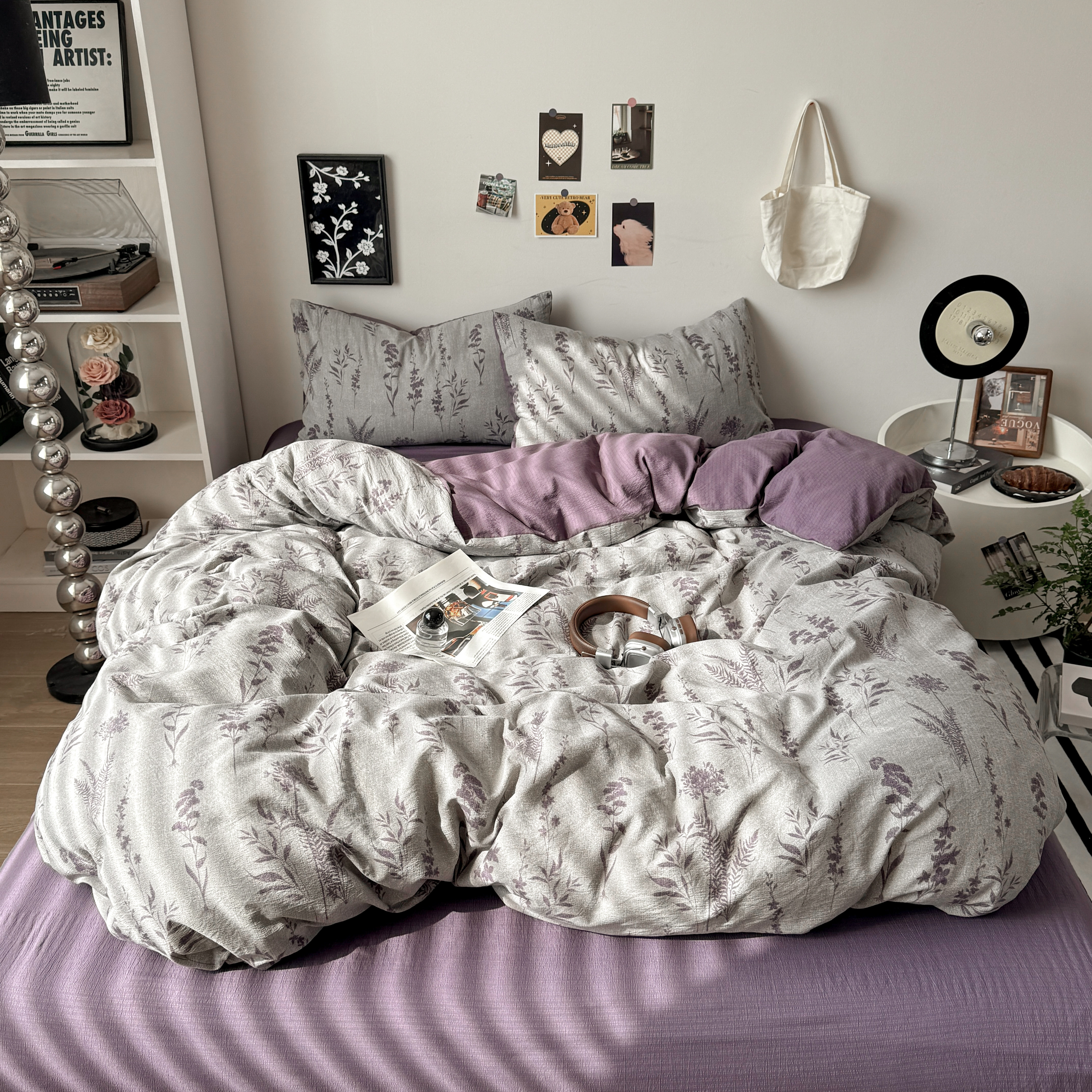 A类复古田园风全棉双层纱四件套纯棉单件被套学生宿舍床单三件套4