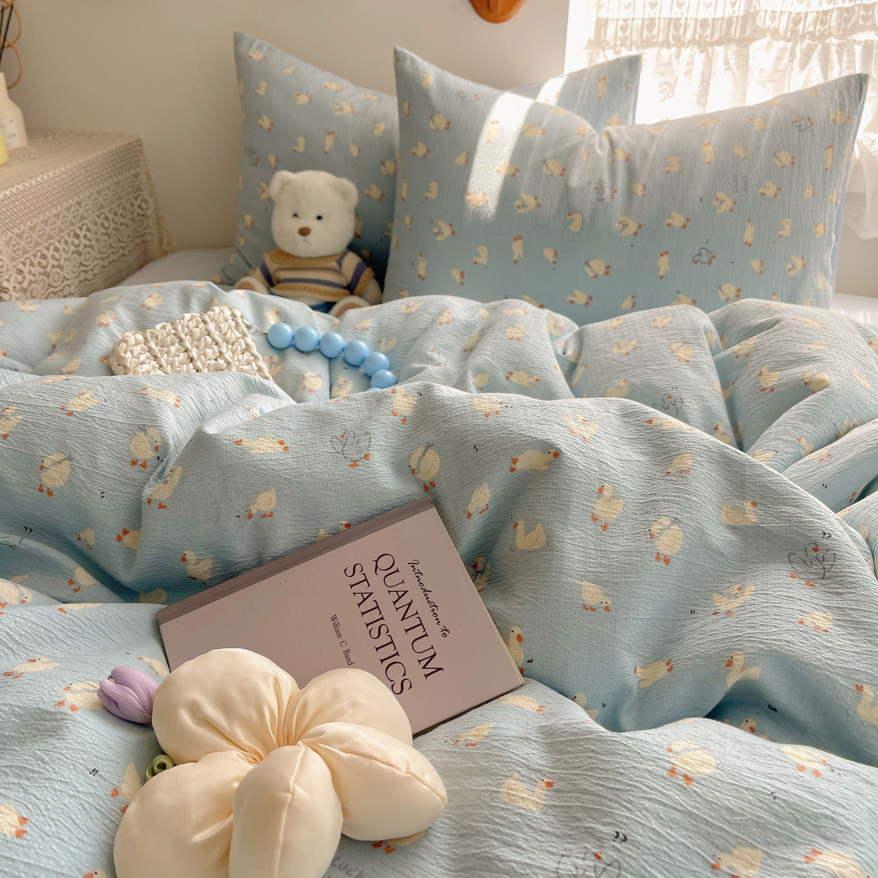 A类母婴级四件套全棉纯棉双层纱布单件被套罩学生宿舍床单三件套4