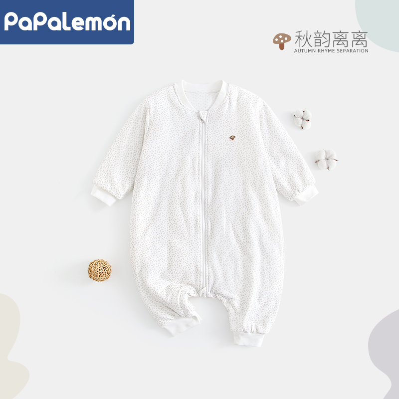柠檬爬爬婴儿睡袋冬季夹棉保暖宝宝加厚防寒防踢被子分腿睡袍冬装