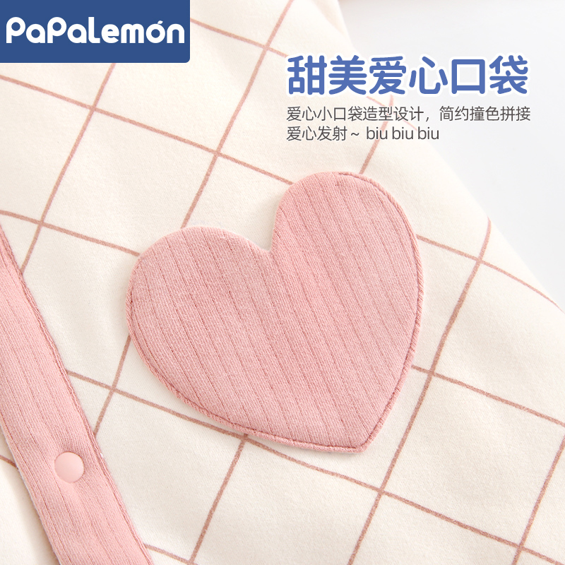 柠檬爬爬婴儿连体衣冬装夹棉保暖棉服女宝宝加厚外出甜美可爱哈衣