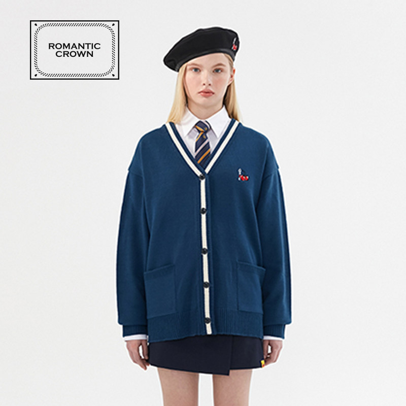 romanticcrown x kirsh刺绣开衫 ROMANTICCROWN海外毛针织衫