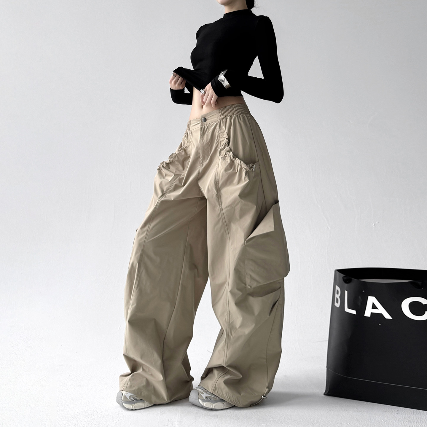 2025早秋季新款女休闲裤女高腰显瘦宽松百搭高个子秋装爆款阔腿裤,淘宝优惠券,粉丝福利购,淘宝优惠卷