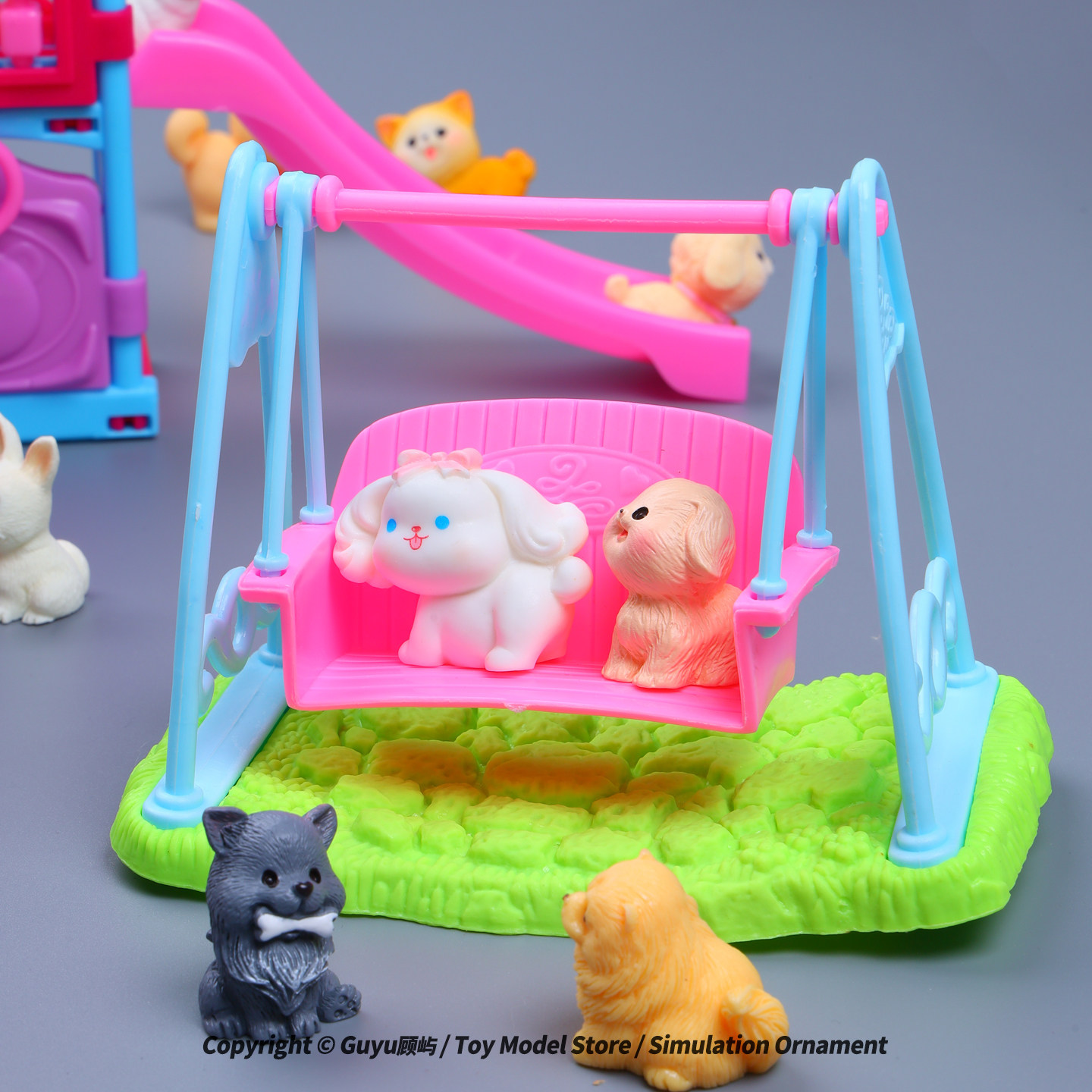 卡通仿真小狗游乐场滑滑梯秋千小飞机游乐设施游乐园模型儿童玩具,淘宝优惠券,粉丝福利购,淘宝优惠卷