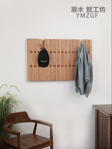 原木智工坊不能钢琴键樱桃木衣帽架墙壁置物架木条挂衣钩墙面挂架 - 图1