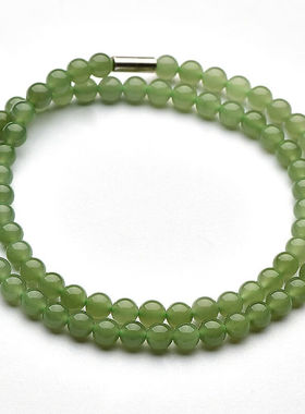 可玉可求38妇女节礼物和田玉项链女士浅青色玉珠项链玉石圆珠珠宝