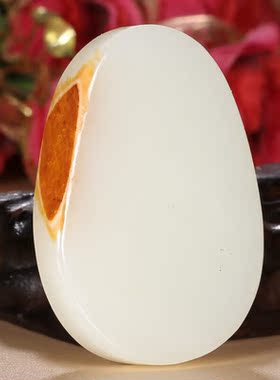 和田玉籽料白玉平安无事玉牌玉坠男女士玉石礼物50.24克贵圈珠宝