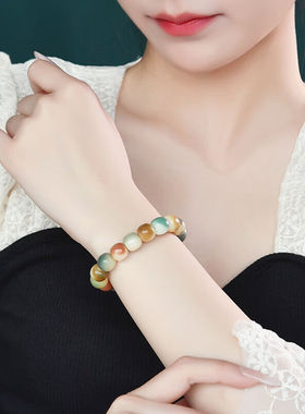 灵菲菩提清幽飘花手串绕指柔菩提根彩色龙年手链文玩男女情人节生