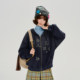 Girlyhalo American retro embroidery ລ້າງຂອບດິບ hooded sweatshirt jacket ຂອງແມ່ຍິງດູໃບໄມ້ລົ່ນແລະລະດູຫນາວໃຫມ່ວ່າງເທິງ