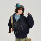 Girlyhalo American retro embroidery ລ້າງຂອບດິບ hooded sweatshirt jacket ຂອງແມ່ຍິງດູໃບໄມ້ລົ່ນແລະລະດູຫນາວໃຫມ່ວ່າງເທິງ