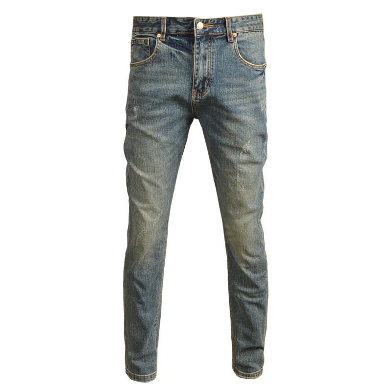 秋季复古男潮牌修身小脚弹力牛仔裤 宾西驰牛仔裤