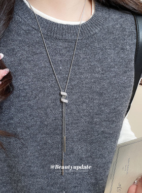 锆石扭曲字母S吊坠项链冷淡风潮