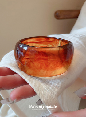 跨境不规则晕染宽面手镯小众个性