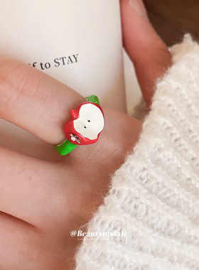 滴油苹果开口戒指手链套装田园风