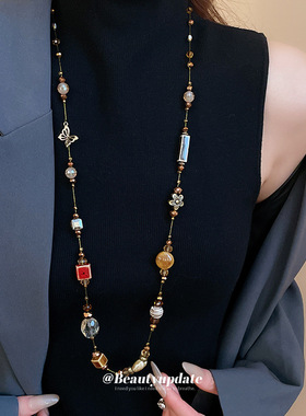 蝴蝶花朵陶瓷爱心人造水晶款项链