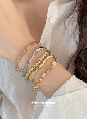 18k真金电镀锆石几何镂空蜂窝开