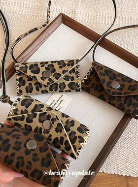 复古皮革豹纹包包吊坠项链美拉德