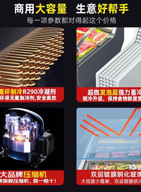 稚乐商用展示冷冻柜岛柜点菜冰柜雪糕柜大容量展示冰柜纯铜管制冷