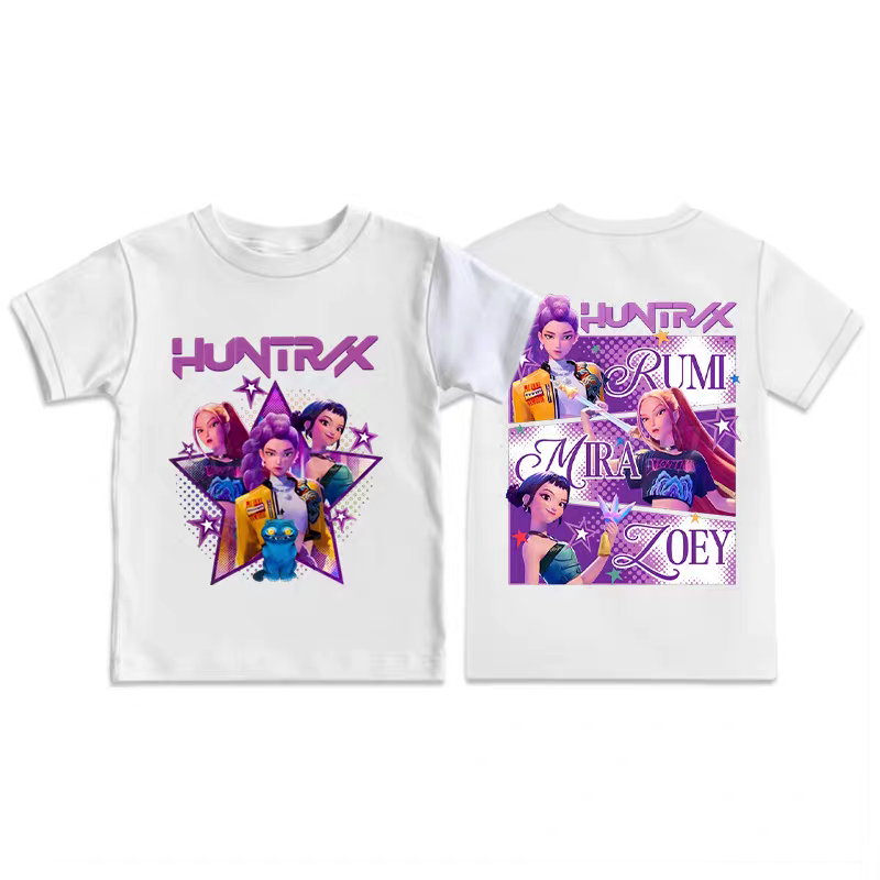 2025新款上衣卡通kpop猎魔女团插肩周边夏装儿童短袖纯棉夏季半袖,淘宝优惠券,粉丝福利购,淘宝优惠卷