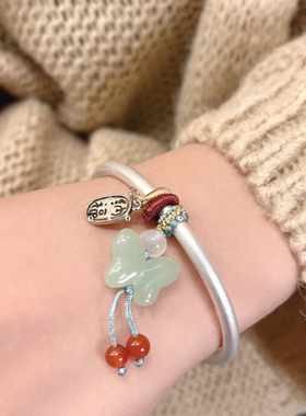 女925银小众设计蝴蝶手镯仙气