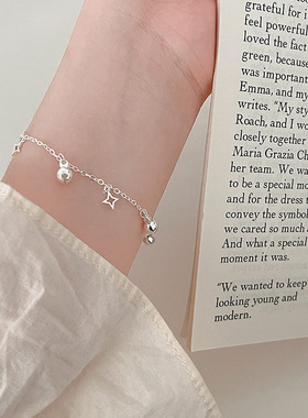 女925银百搭手饰星星铃铛手链