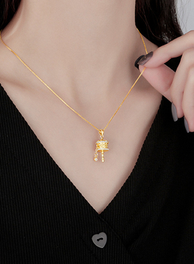 925银女拨浪鼓项链高级感