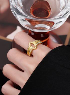 女925银元宝锁扣戒指设计指环