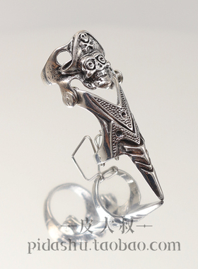 复古朋克风骷髅指环可调节指戒