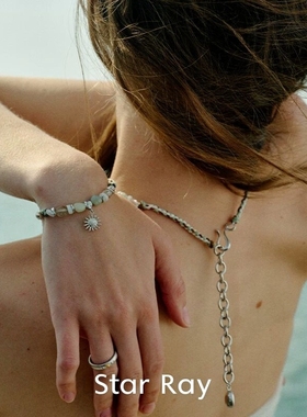 Star Ray日出项链原创天然水晶串珠编绳度假配饰手链女精致吊坠女