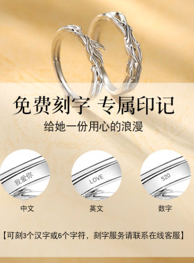 Star Ray 蓝桉与鸟999银情侣戒指小众刻字对戒2026款礼物送男女友